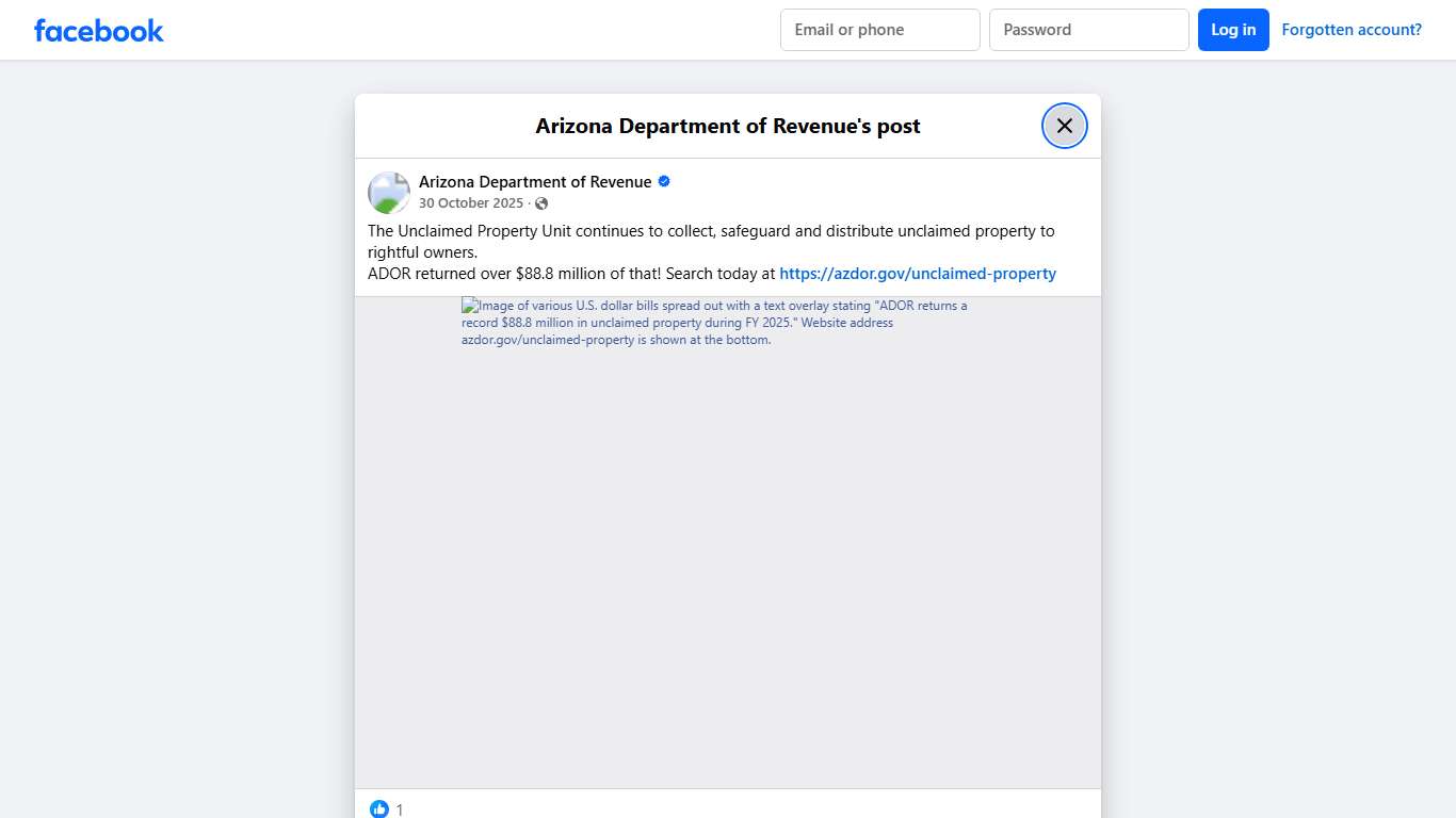 The Unclaimed Property... - Arizona Department of Revenue Facebook
